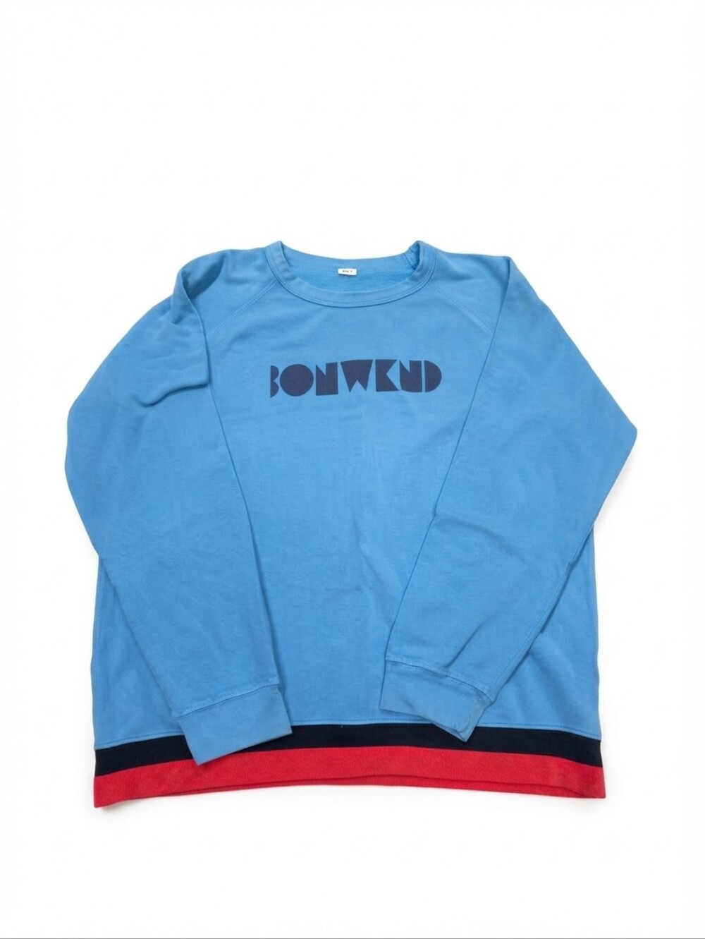 Clare V. Blue Bon Weekend Graphic Crew Neck Sweatshirt Size XL 100% Organic Cott
